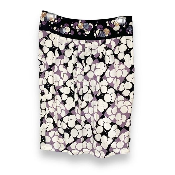 Anthropologie Floreat Silk Embroidered Sequin Bubbles Pencil Skirt Women’s Siz 2 - Picture 1 of 15